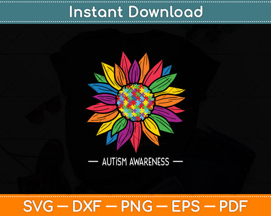 Autism Awareness Sunflower Svg Digital Cutting File
