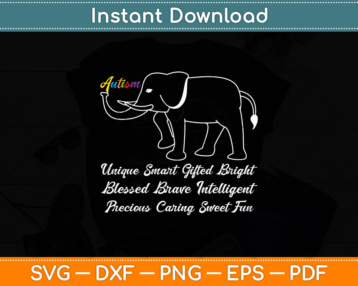 Autism Awareness Day Elephant Mothers Day Svg Digital Cutting File