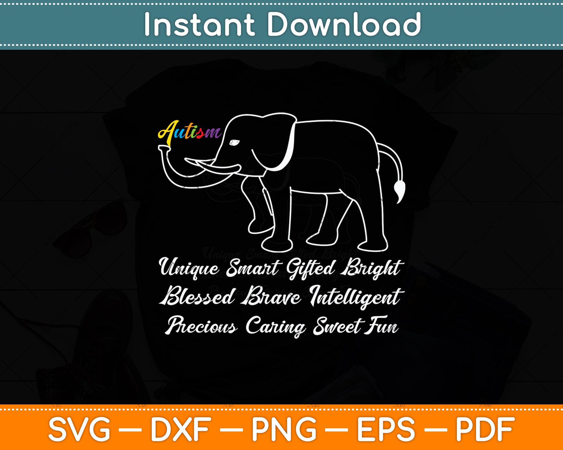 Autism Awareness Day Elephant Mothers Day Svg Digital Cutting File