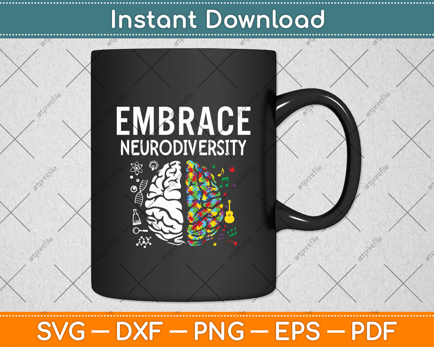 Autism Awareness Embrace Neurodiversity Brain Svg Digital Cutting File