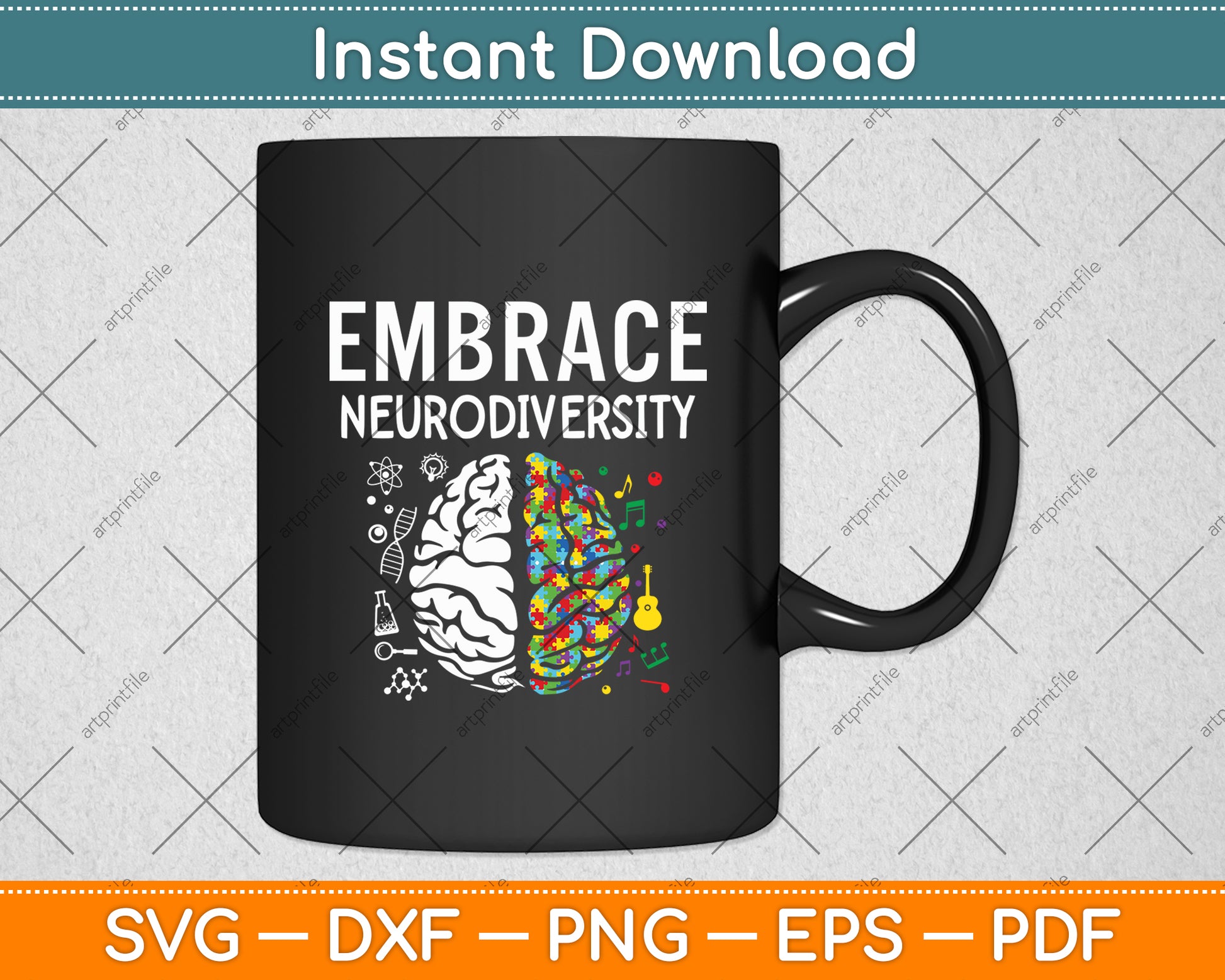 Autism Awareness Embrace Neurodiversity Brain Svg Digital Cutting File