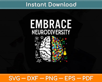 Autism Awareness Embrace Neurodiversity Brain Svg Digital Cutting File