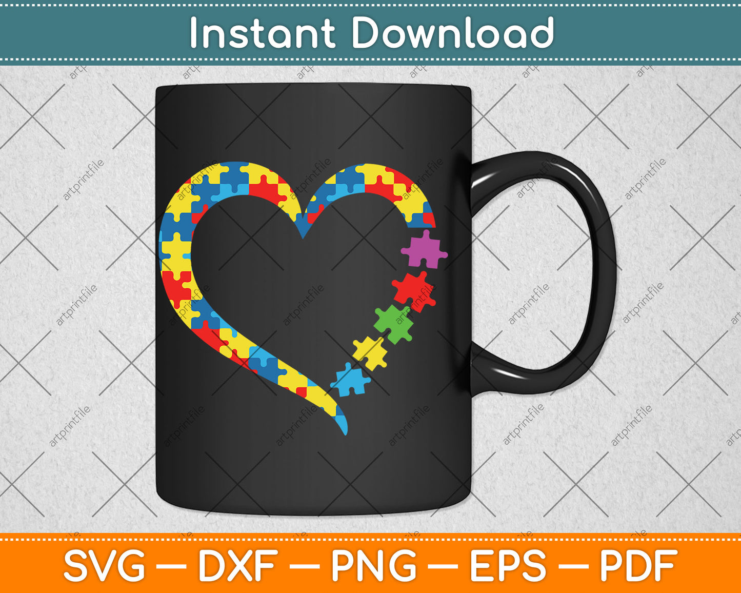 Autism Awareness Love Heart Puzzle Piece Svg Digital Cutting File