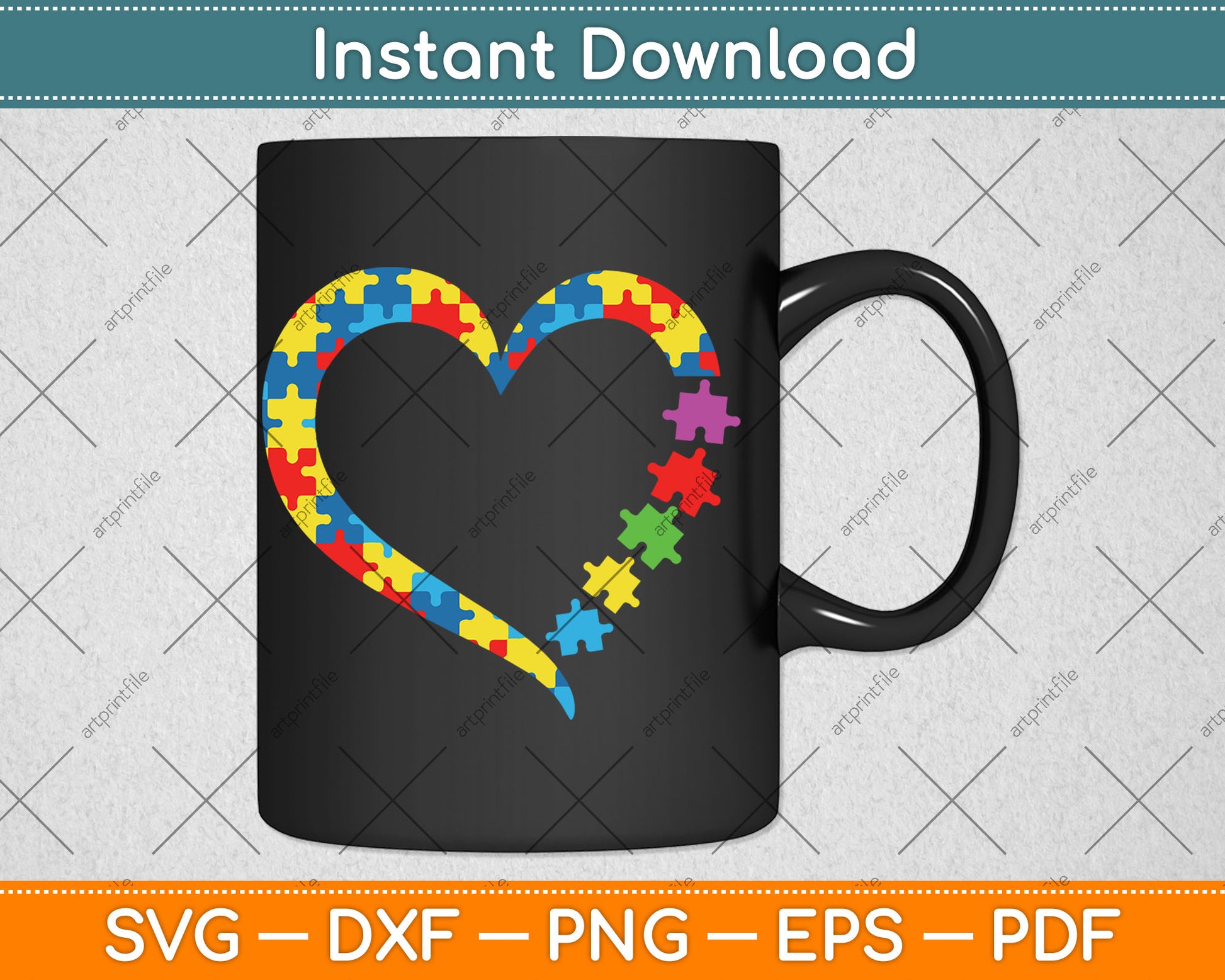 Autism Awareness Love Heart Puzzle Piece Svg Digital Cutting File