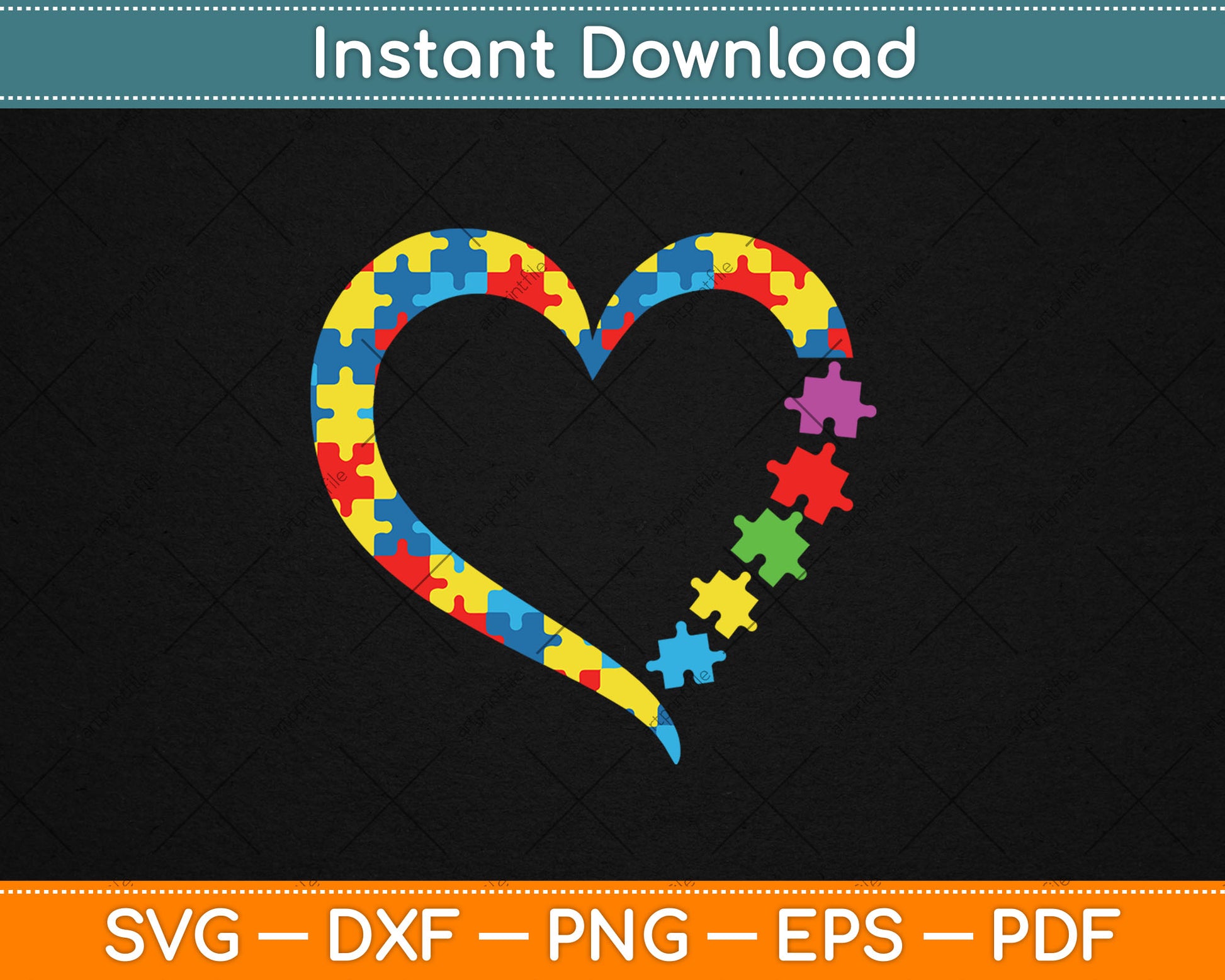 Autism Awareness Love Heart Puzzle Piece Svg Digital Cutting File