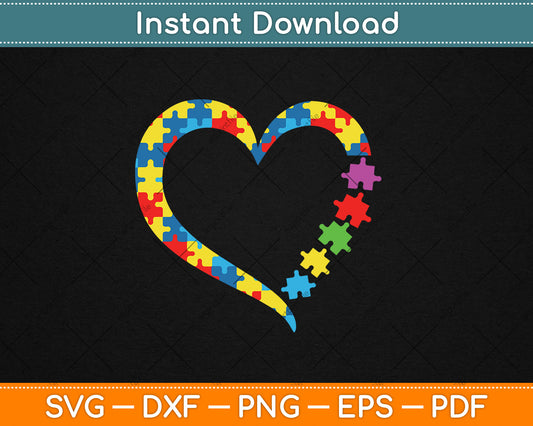Autism Awareness Love Heart Puzzle Piece Svg Digital Cutting File