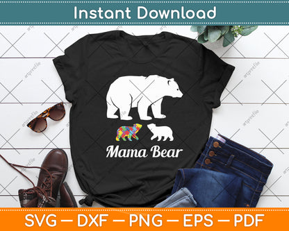 Autism Awareness Mama Bear Mom Autistic Child Svg Digital Cutting File