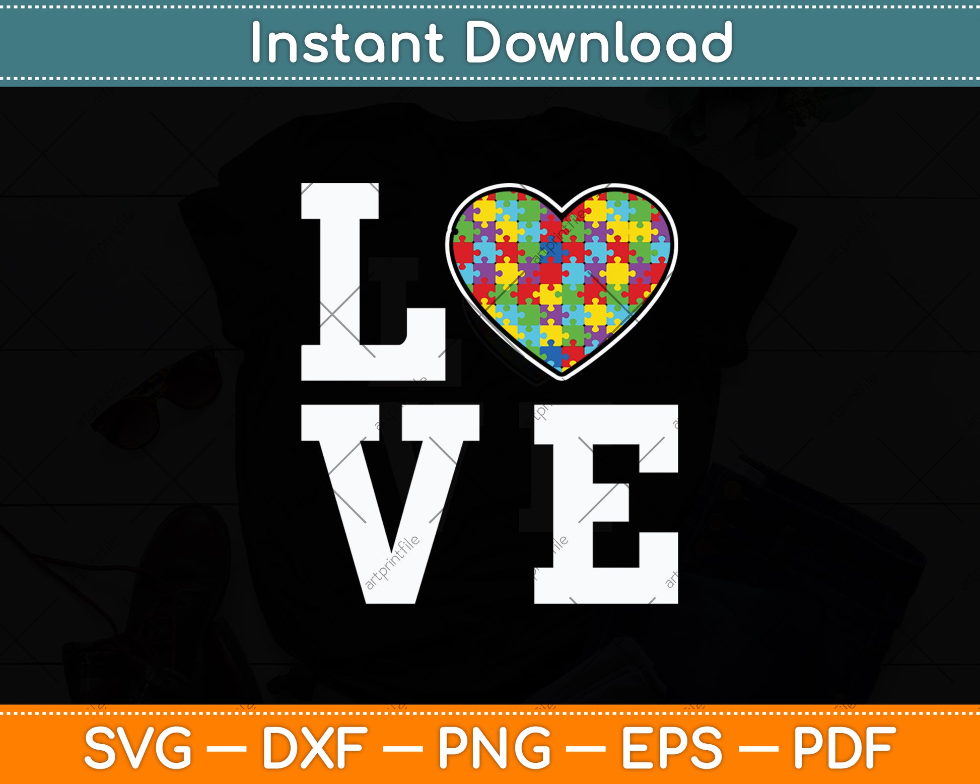 Autism Awareness Teacher Puzzle Heart Svg Digital Cutting File