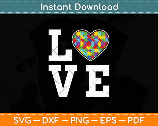 Autism Awareness Teacher Puzzle Heart Svg Digital Cutting File