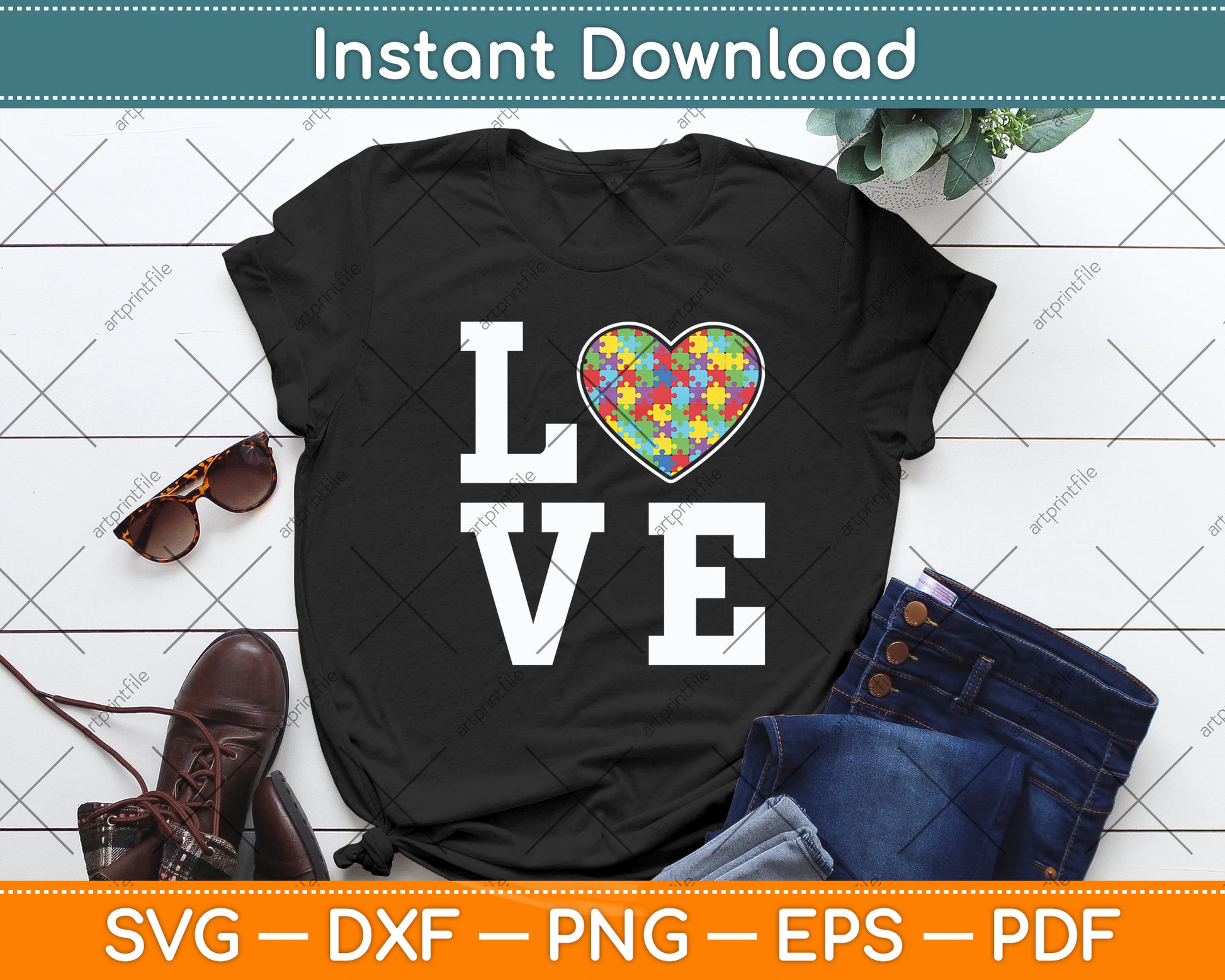 Autism Awareness Teacher Puzzle Heart Svg Digital Cutting File