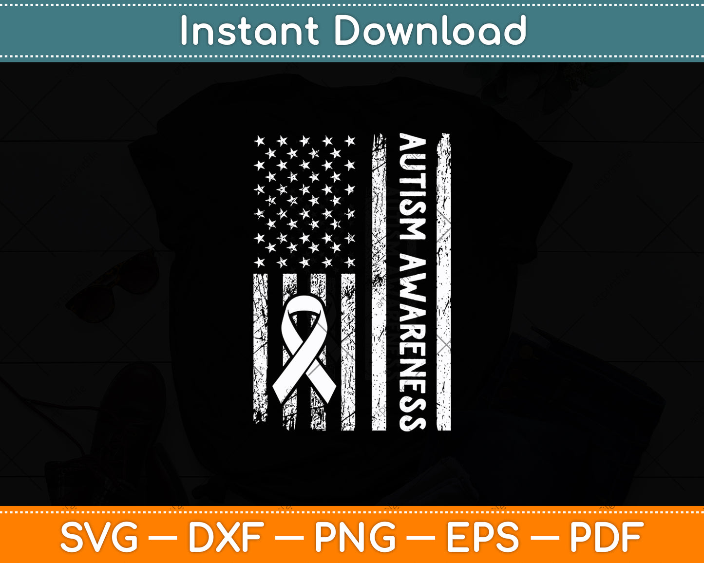 Autism Awareness USA Flag Svg Digital Cutting File