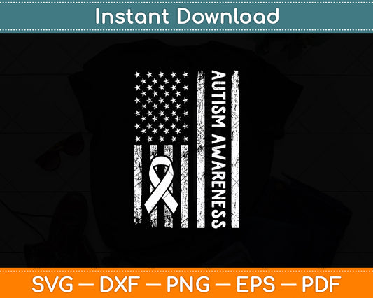 Autism Awareness USA Flag Svg Digital Cutting File