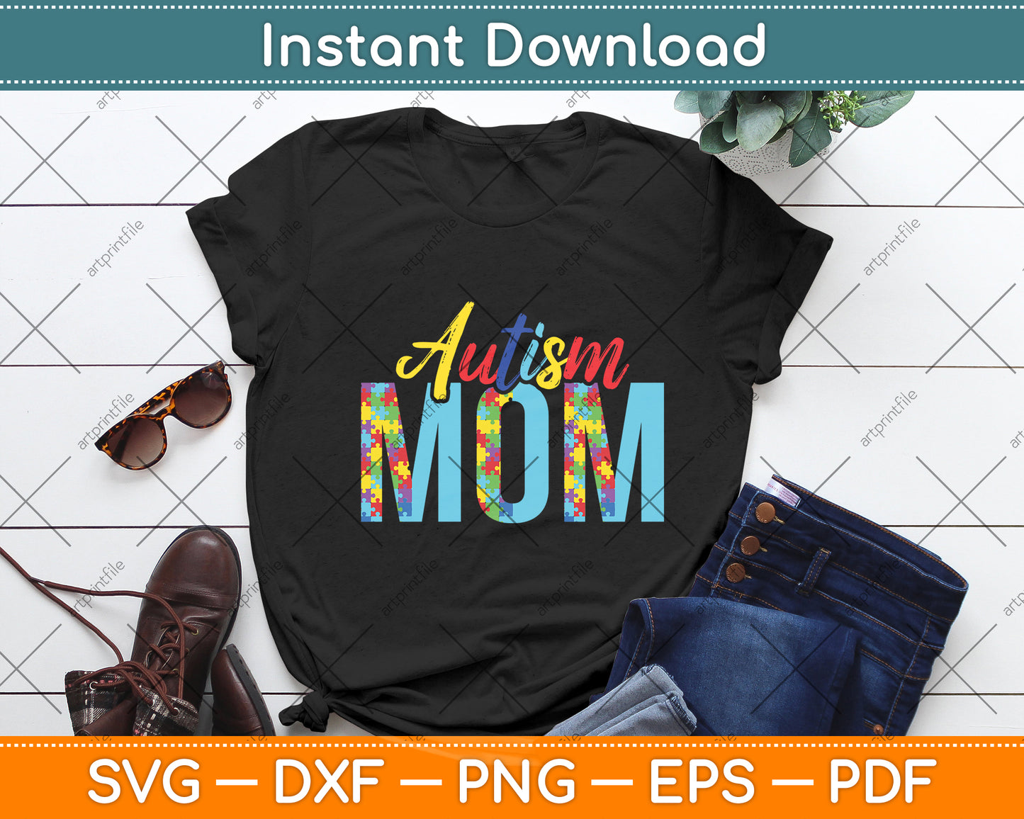 Autism Mom Life Puzzle Mothers Day Svg Digital Cutting File
