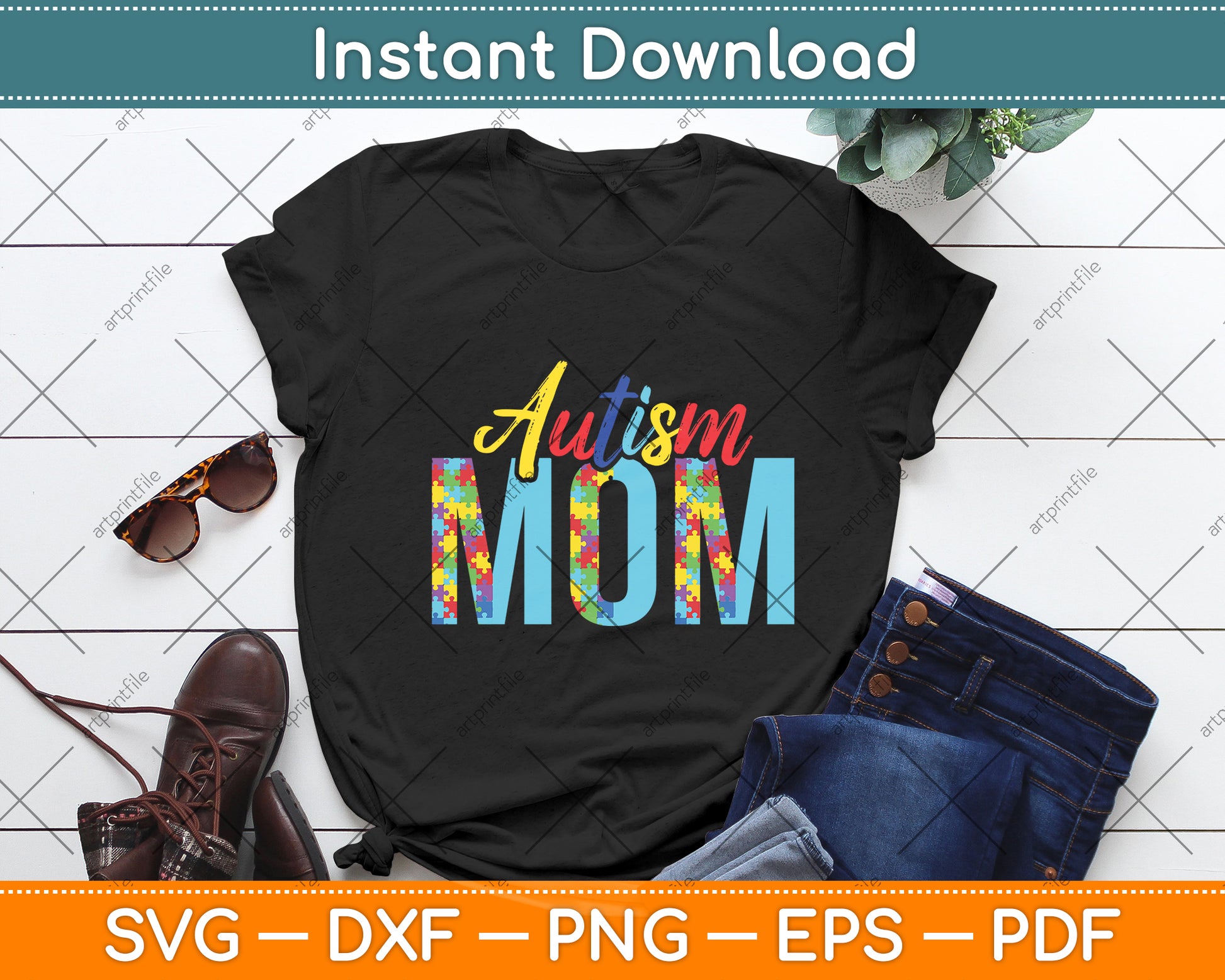 Autism Mom Life Puzzle Mothers Day Svg Digital Cutting File