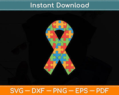 Autism Awareness Ribbon Svg Digital Cutting File