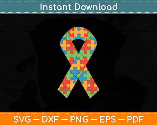 Autism Awareness Ribbon Svg Digital Cutting File