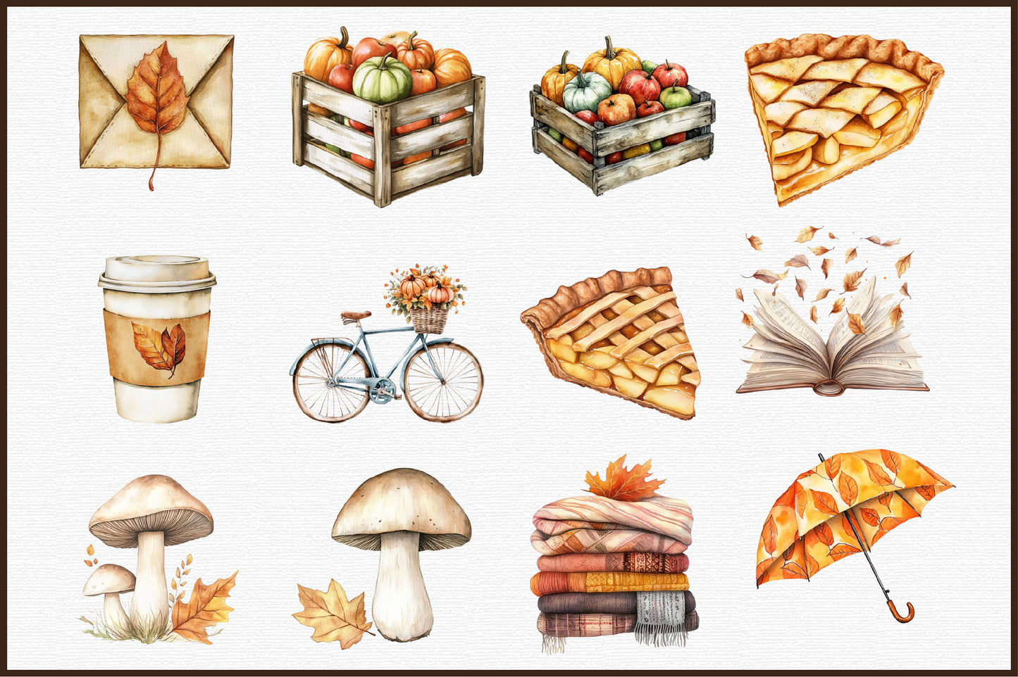 Autumn Aesthetic Elements PNG Bundle Fall Cozy Clipart Collection
