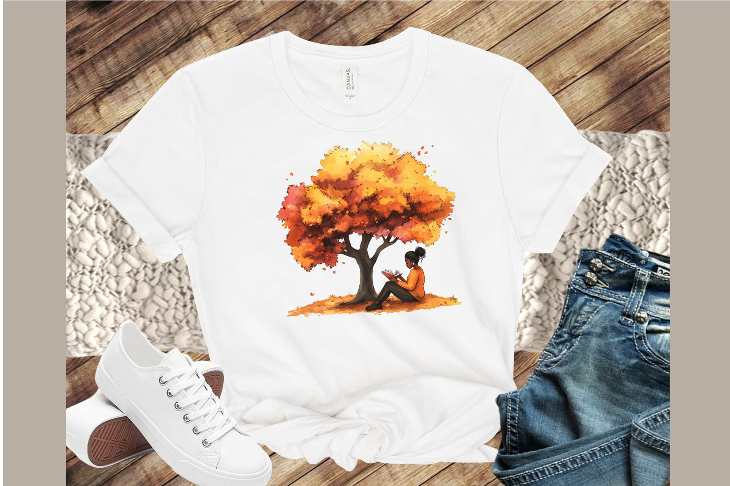 Autumn Black Woman Reading PNG Bundle Cozy Fall Book Lover Clipart