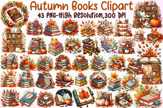 Autumn Books PNG Bundle Cozy Fall Book Lover Sublimation Clipart