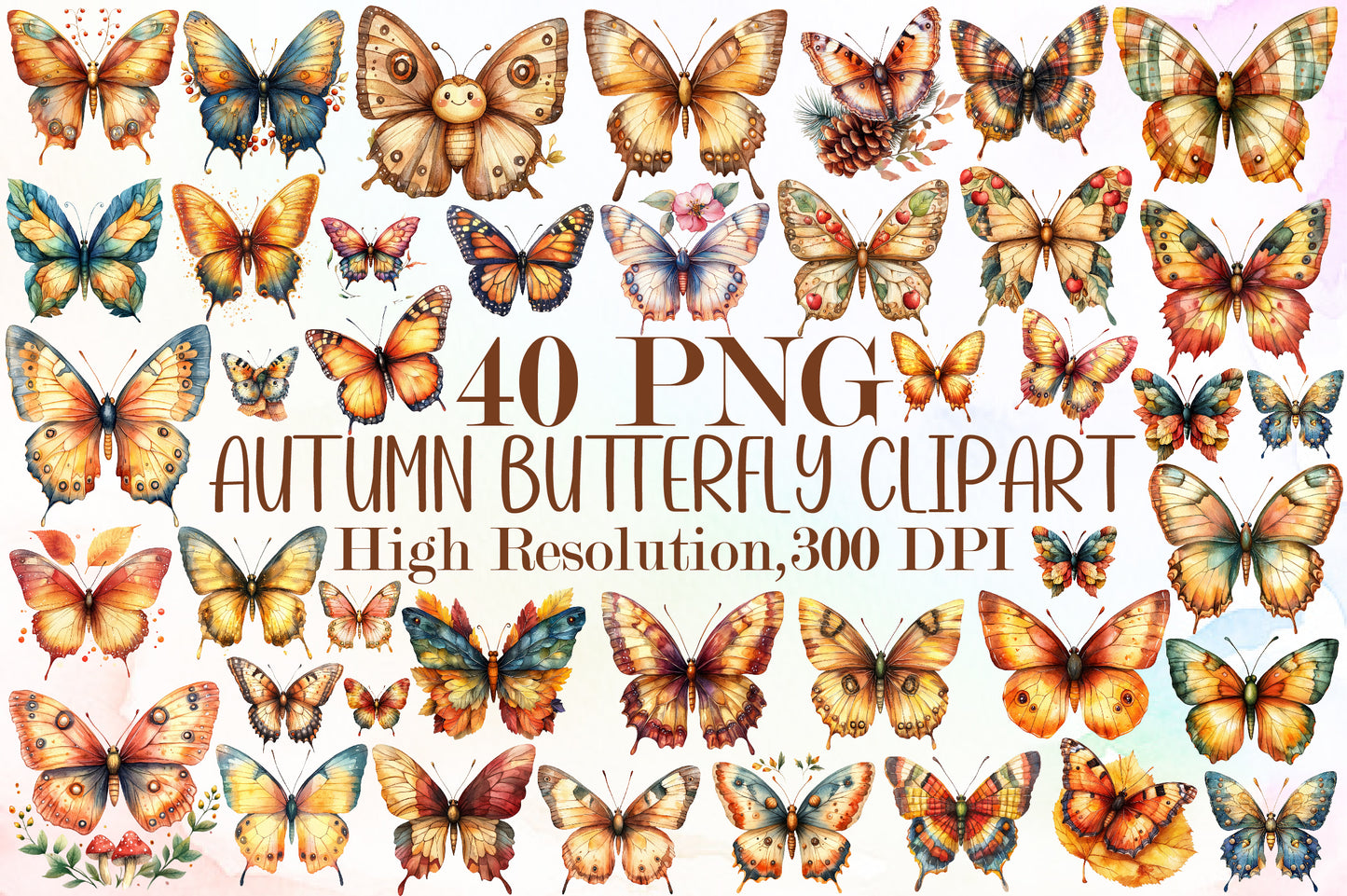 Autumn Butterfly PNG Bundle Fall Butterfly Sublimation Clipart
