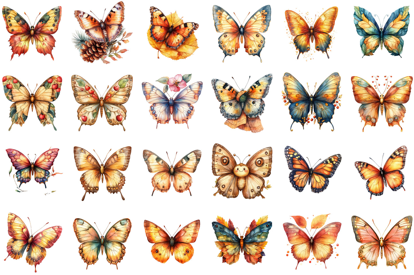 Autumn Butterfly PNG Bundle Fall Butterfly Sublimation Clipart