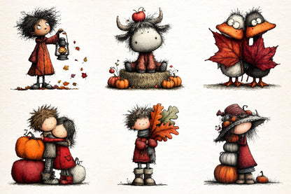 Autumn Farm Whimsical Clipart PNG | 25 PNG Fall Farm Bundle