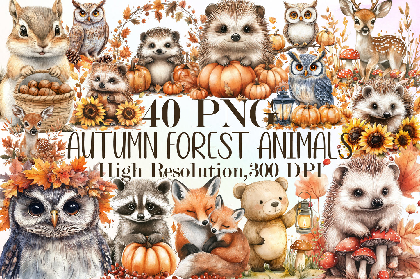 Autumn Forest Animals PNG Bundle Woodland Clipart