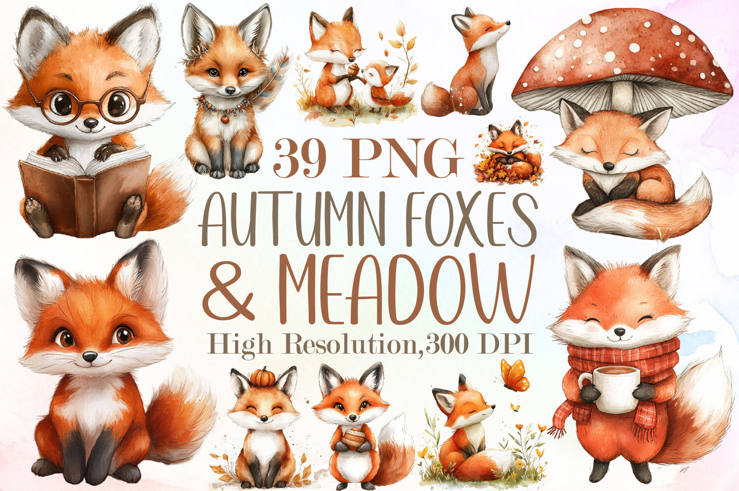 Autumn Fox PNG Bundle Fall Fox Sublimation Clipart