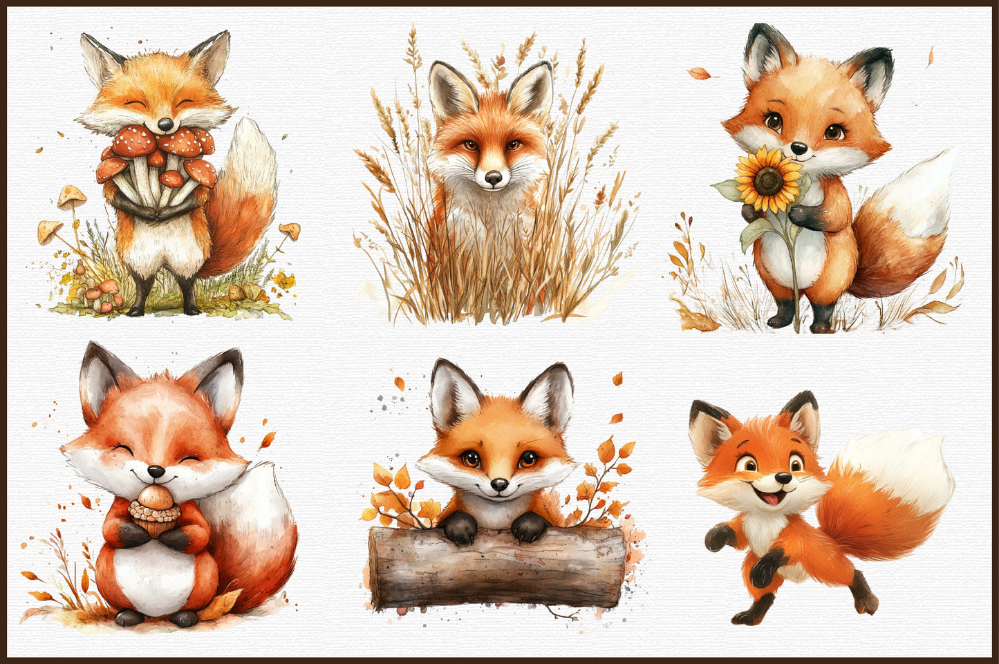 Autumn Fox PNG Bundle Fall Fox Sublimation Clipart