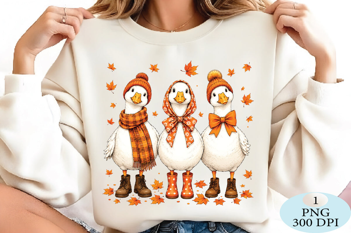Cute Autumn Geese PNG