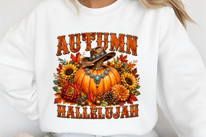 Autumn Hallelujah Pumpkin PNG Western Fall Sublimation Design