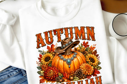 Autumn Hallelujah Pumpkin PNG Western Fall Sublimation Design