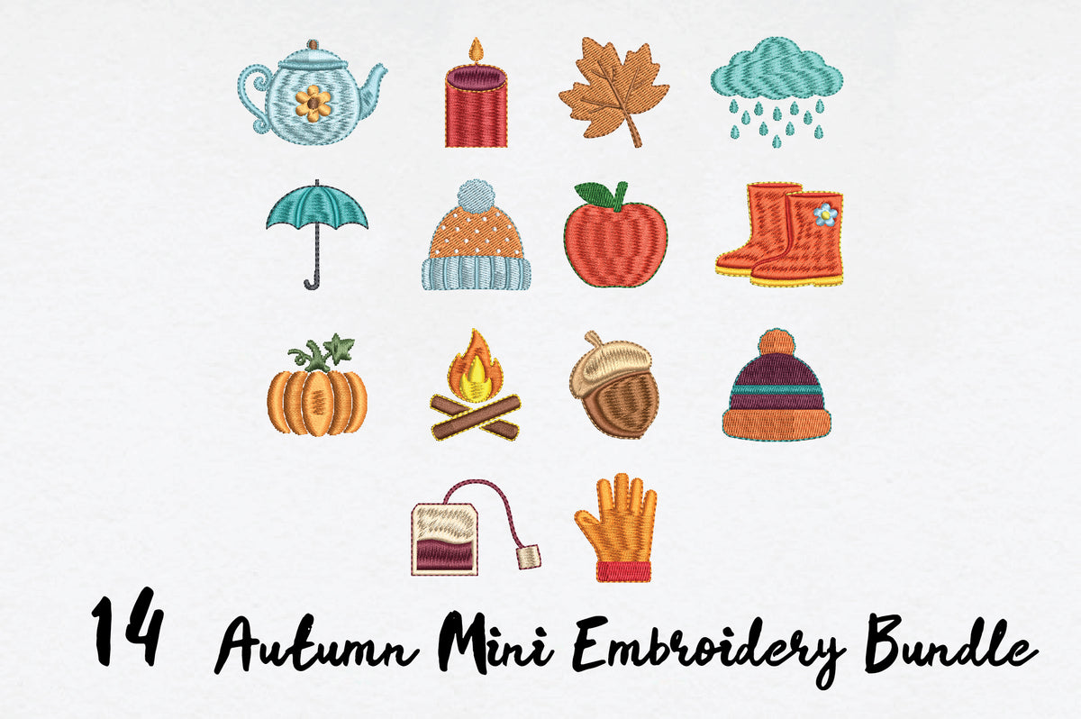 14 Autumn Mini Embroidery Bundle