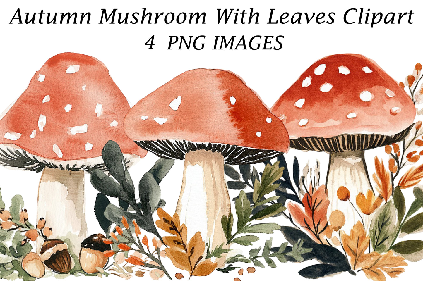 Autumn Mushroom With Leaves Clipart