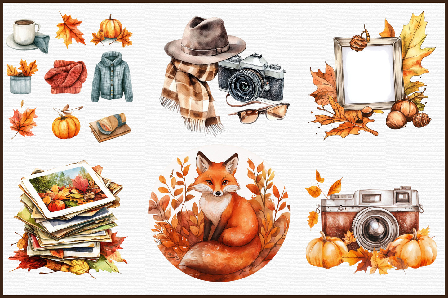 Autumn Photography PNG Bundle Fall Camera Sublimation Clipart
