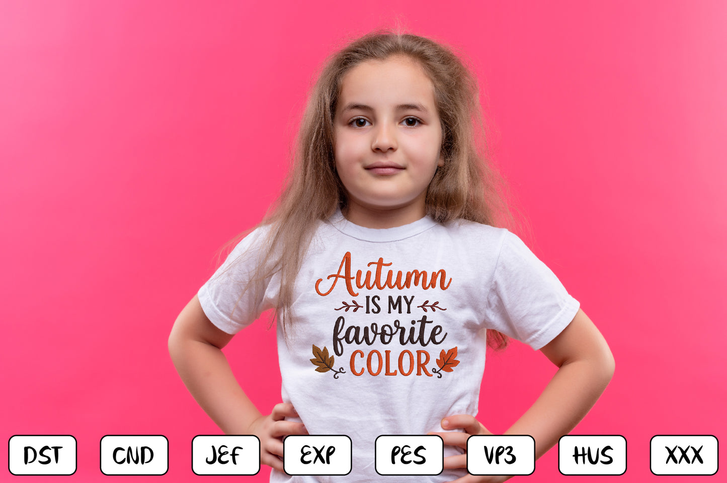 Autumn Is My Favorite Color Embroidery Design, Fall Quote Machine Embroidery Pattern, Autumn Leaves Embroidery Design