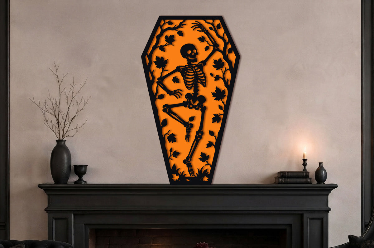 Autumn Skeleton Coffin Halloween SVG