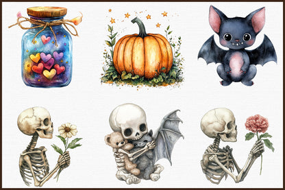Autumn Spooky Cute Baby PNG Bundle Halloween Fall Baby Clipart