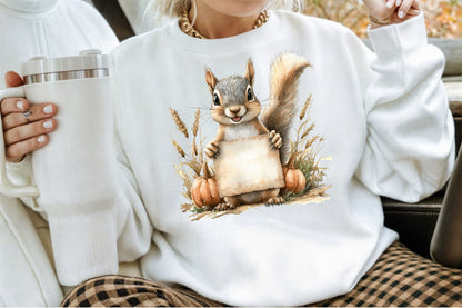 Autumn Squirrel PNG Bundle Fall Squirrel Sublimation Clipart