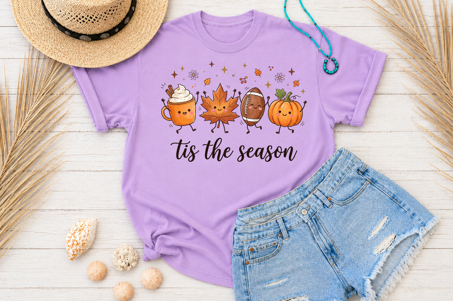 This Is The Season Autumn PNG Cute Fall Coffee Pumpkin Football Sublimation Design