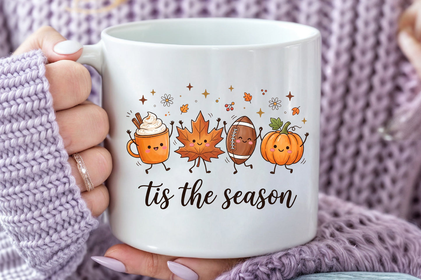 This Is The Season Autumn PNG Cute Fall Coffee Pumpkin Football Sublimation Design