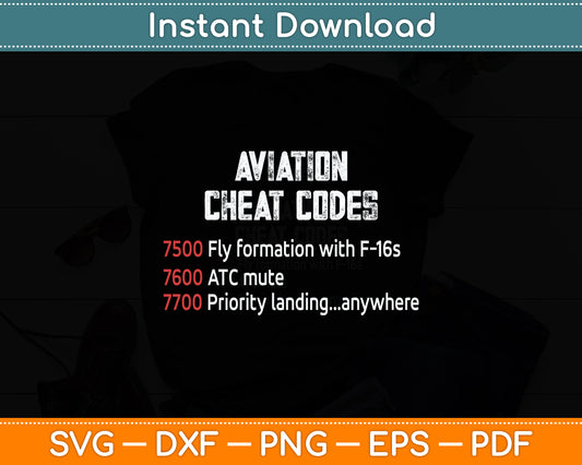 Aviation Cheat Codes Pilots And ATC Funny Svg Png Dxf Digital Cutting File