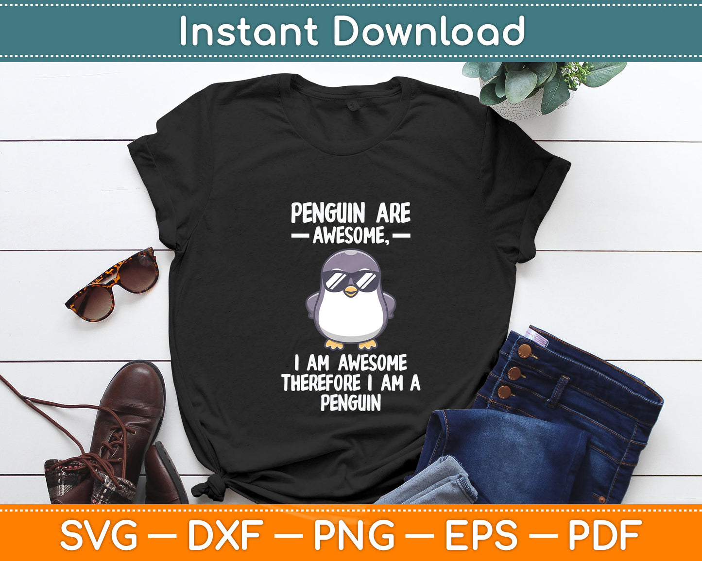 Awesome Cartoon I am a Penguin Svg Digital Cutting File