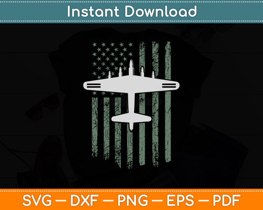 B17 Bomber WW2 Plane Aircraft USA Flag Veteran Pilot Svg Png Dxf Digital Cutting File