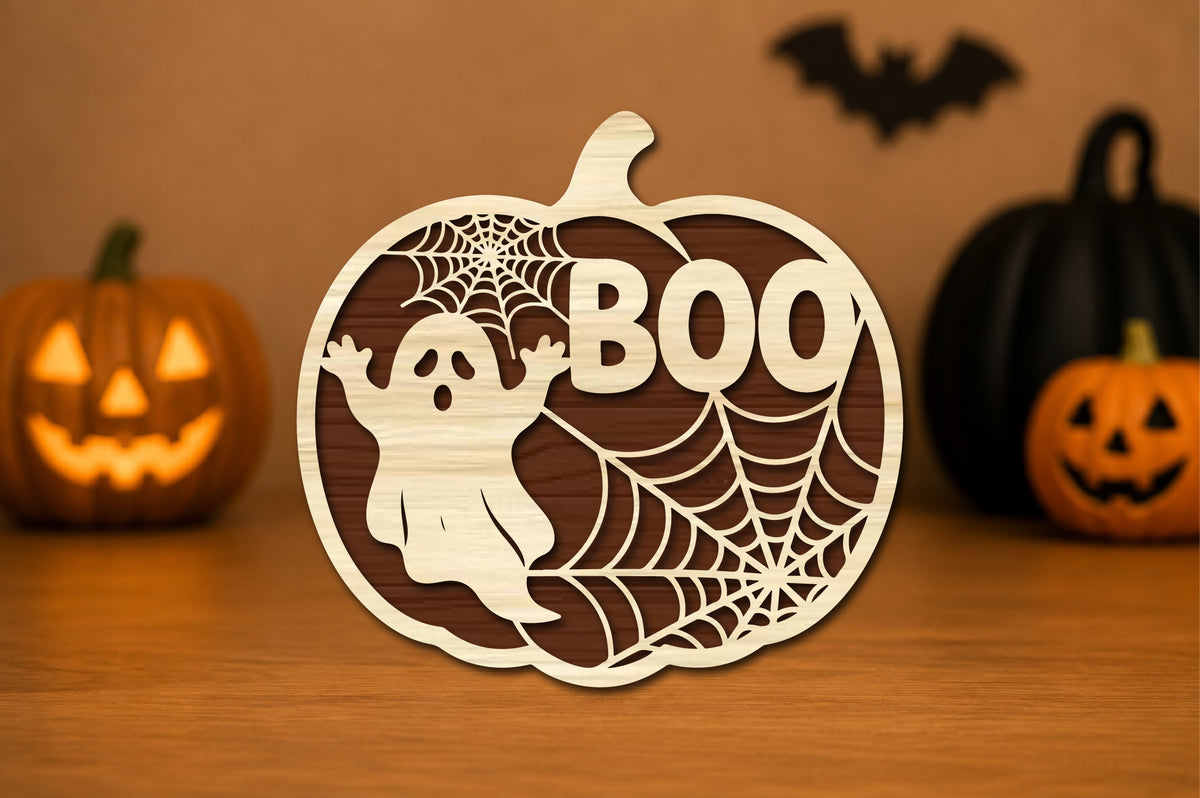 BOO Ghost Pumpkin Halloween Laser Cut SVG