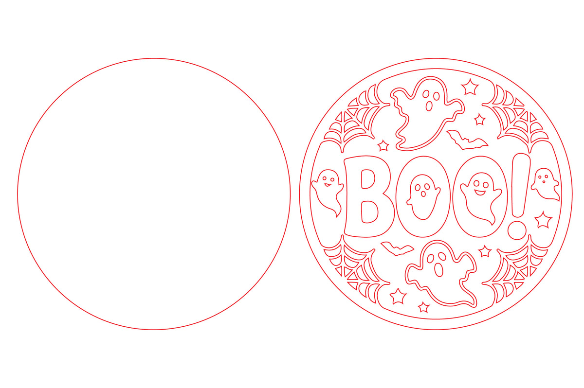 BOO Halloween Round Door Hanger SVG