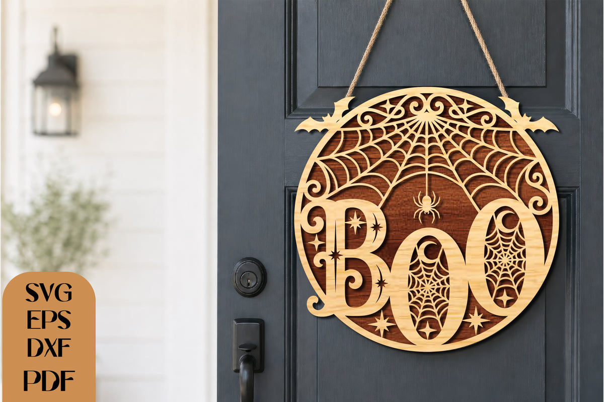 BOO Halloween Door Sign SVG