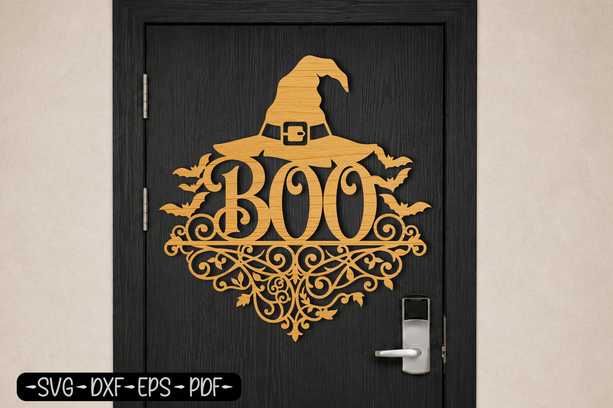 BOO Witch Hat Halloween Laser Cut SVG Design