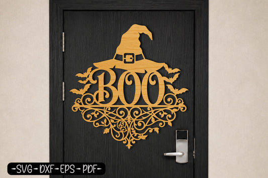 BOO Witch Hat Halloween Laser Cut SVG Design