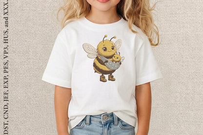 Baby Bee Embroidery Design – Cute Baby Honey Bee Machine Embroidery Pattern, Adorable Insect & Nature Embroidery Design